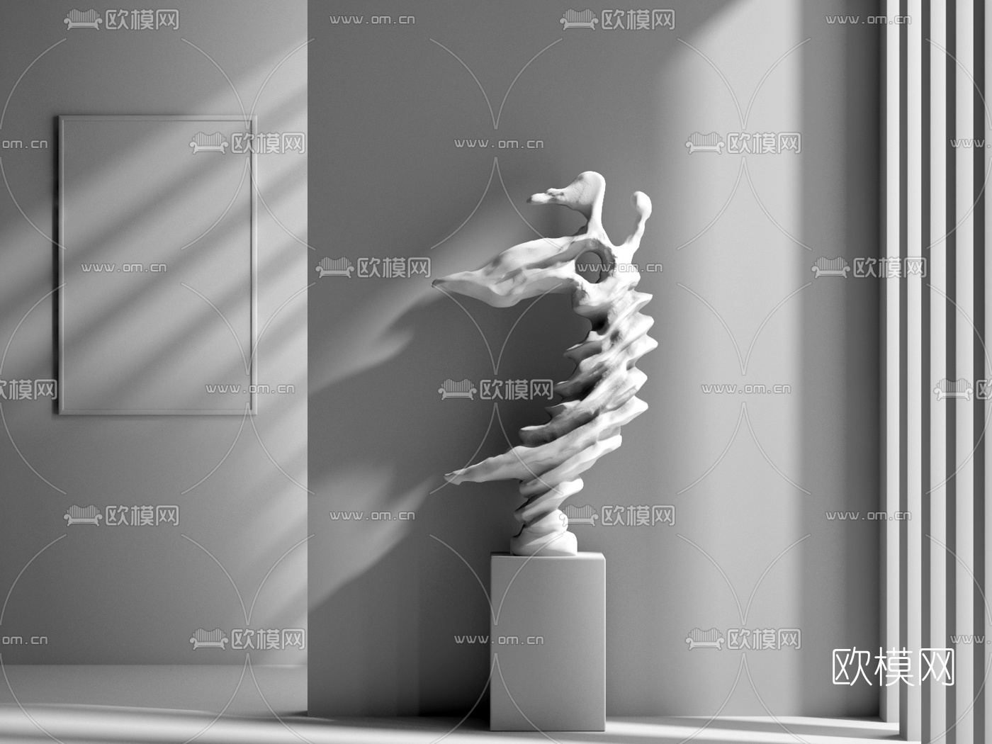 现代抽象雕塑摆件3d模型下载（渲染图2）