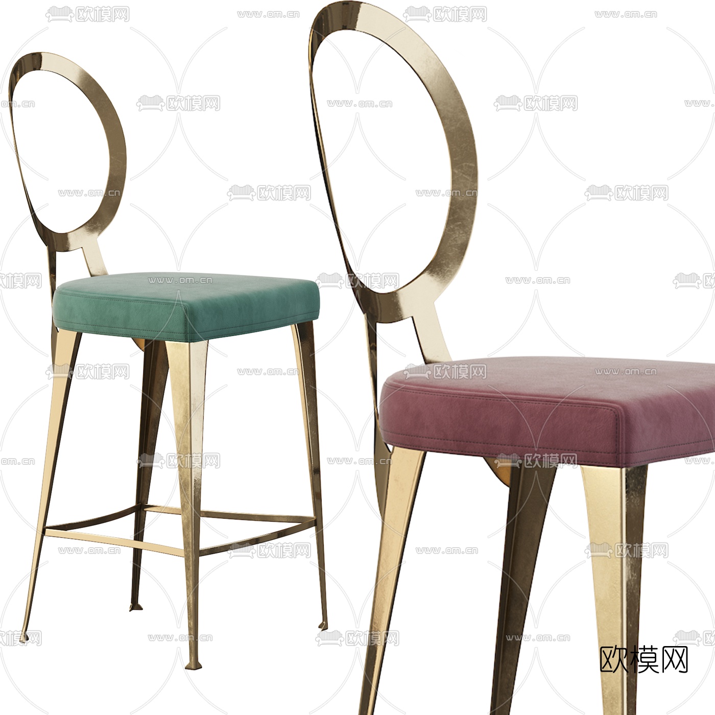现代轻奢吧椅3d模型下载（渲染图3）