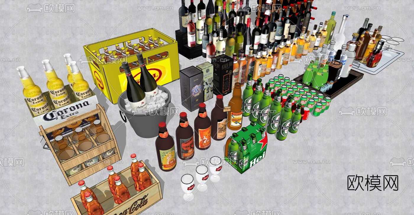 现代酒水冷饮su模型下载（渲染图2）