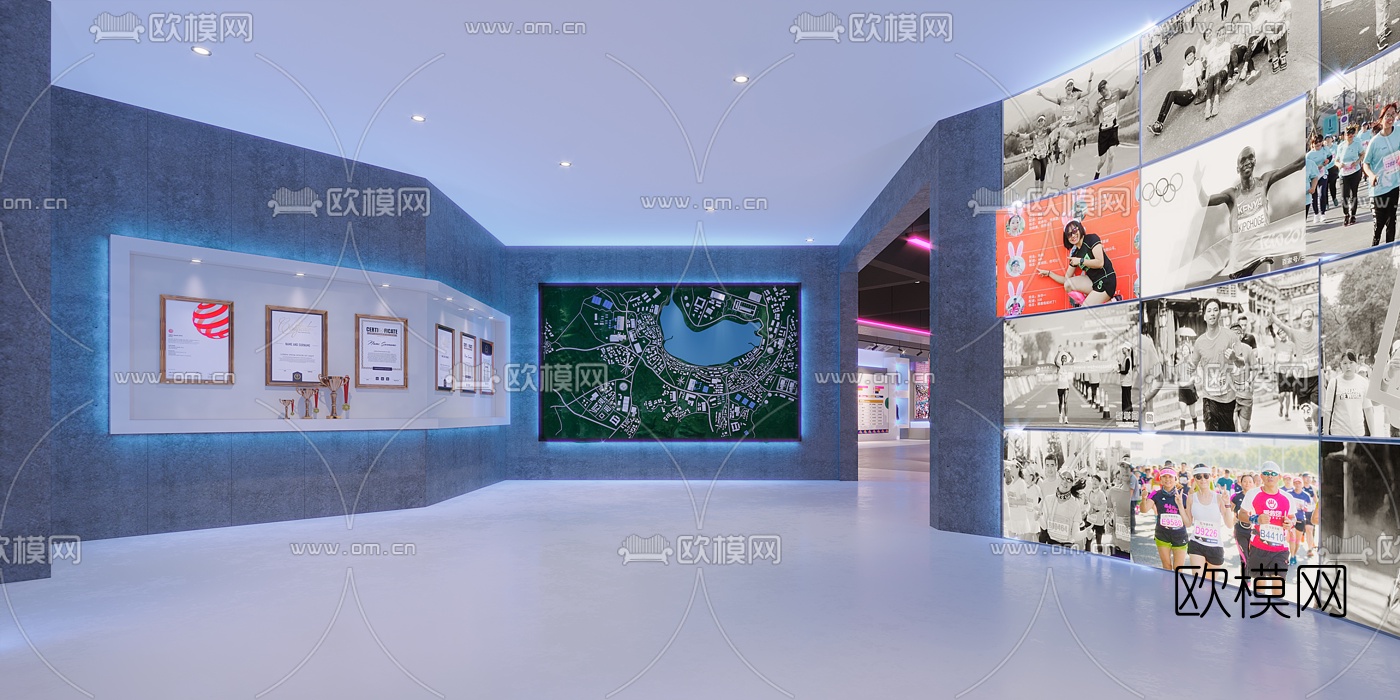 工业风马拉松运动展厅3d模型