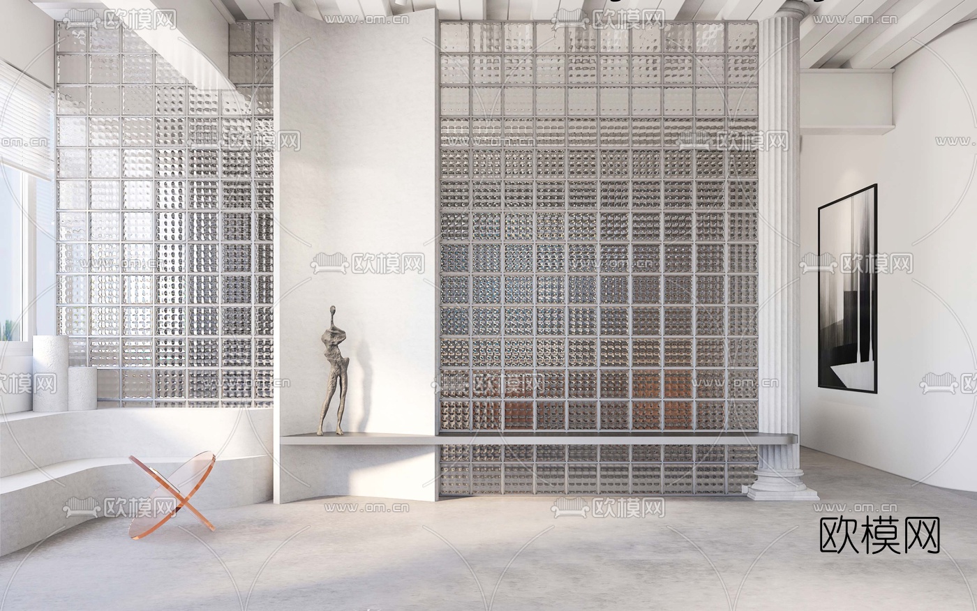 现代极简摄影工作室3d模型下载（渲染图6）