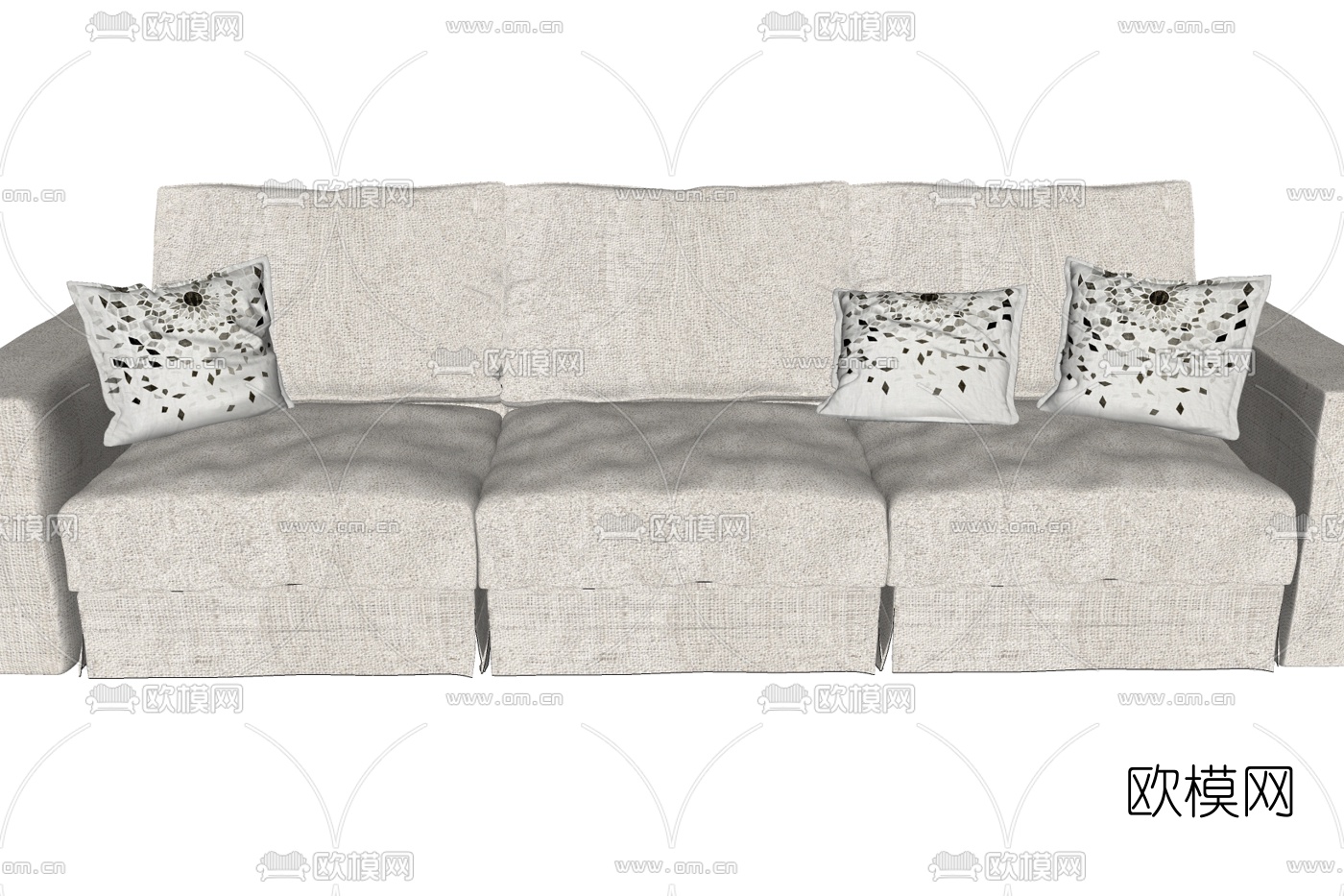 现代布艺多人沙发su模型下载