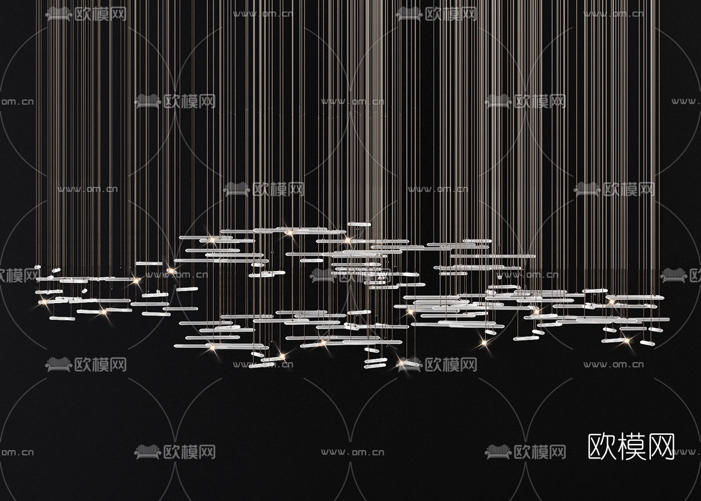 新中式装饰水晶灯3d模型下载（渲染图2）