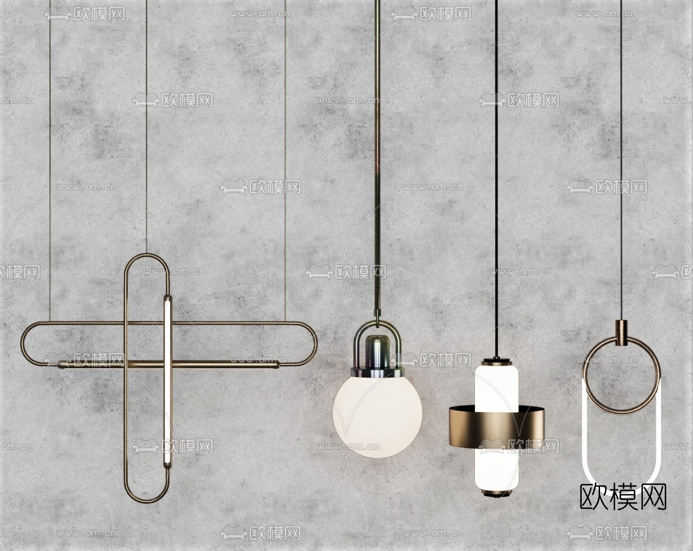 现代球形吊灯su模型下载（渲染图1）