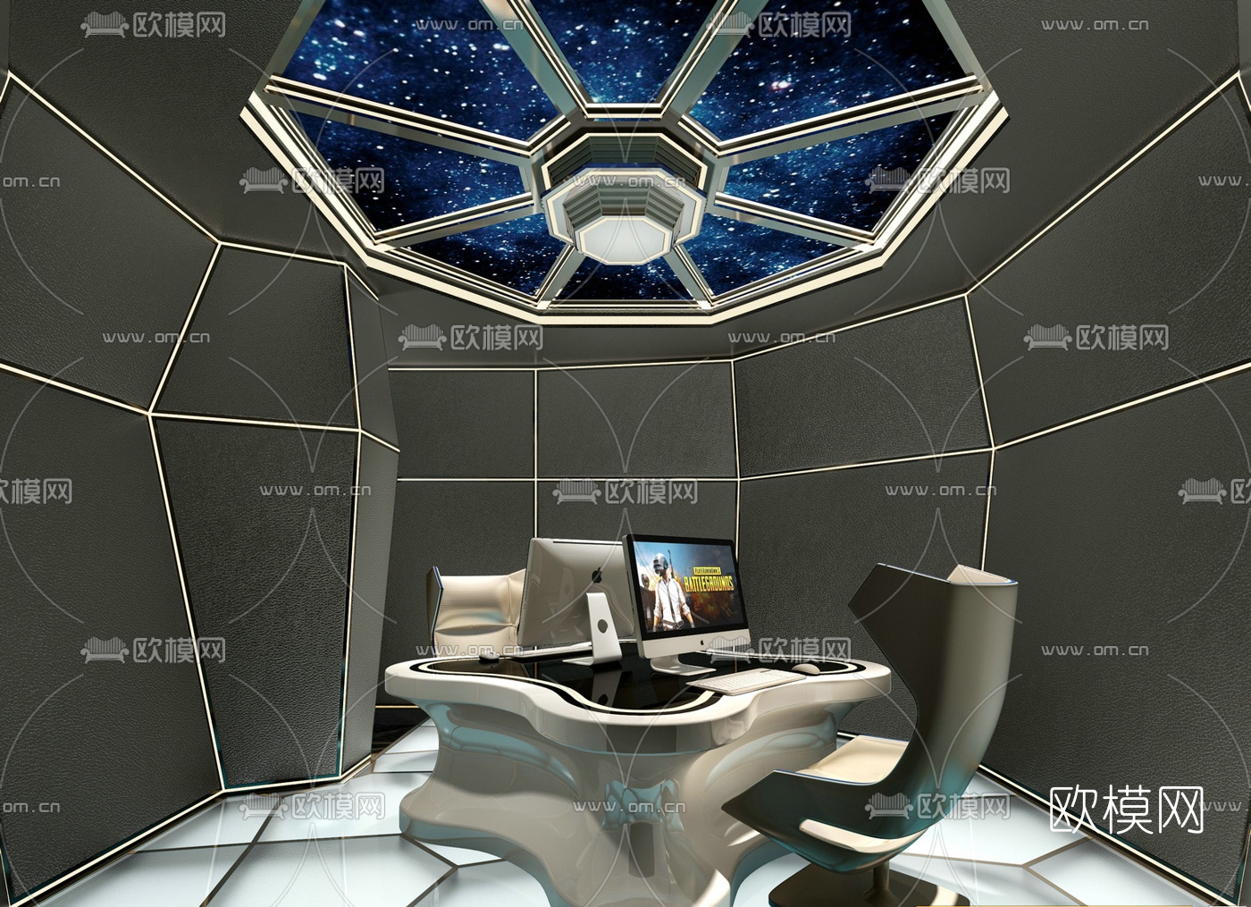 现代网咖包间免费3d模型下载