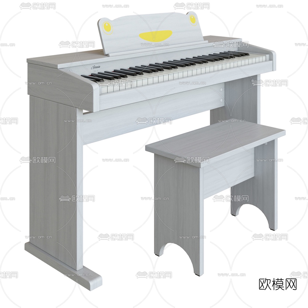 现代儿童钢琴3d模型下载（渲染图2）