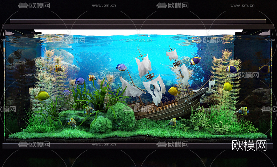 现代鱼缸水族箱3d模型