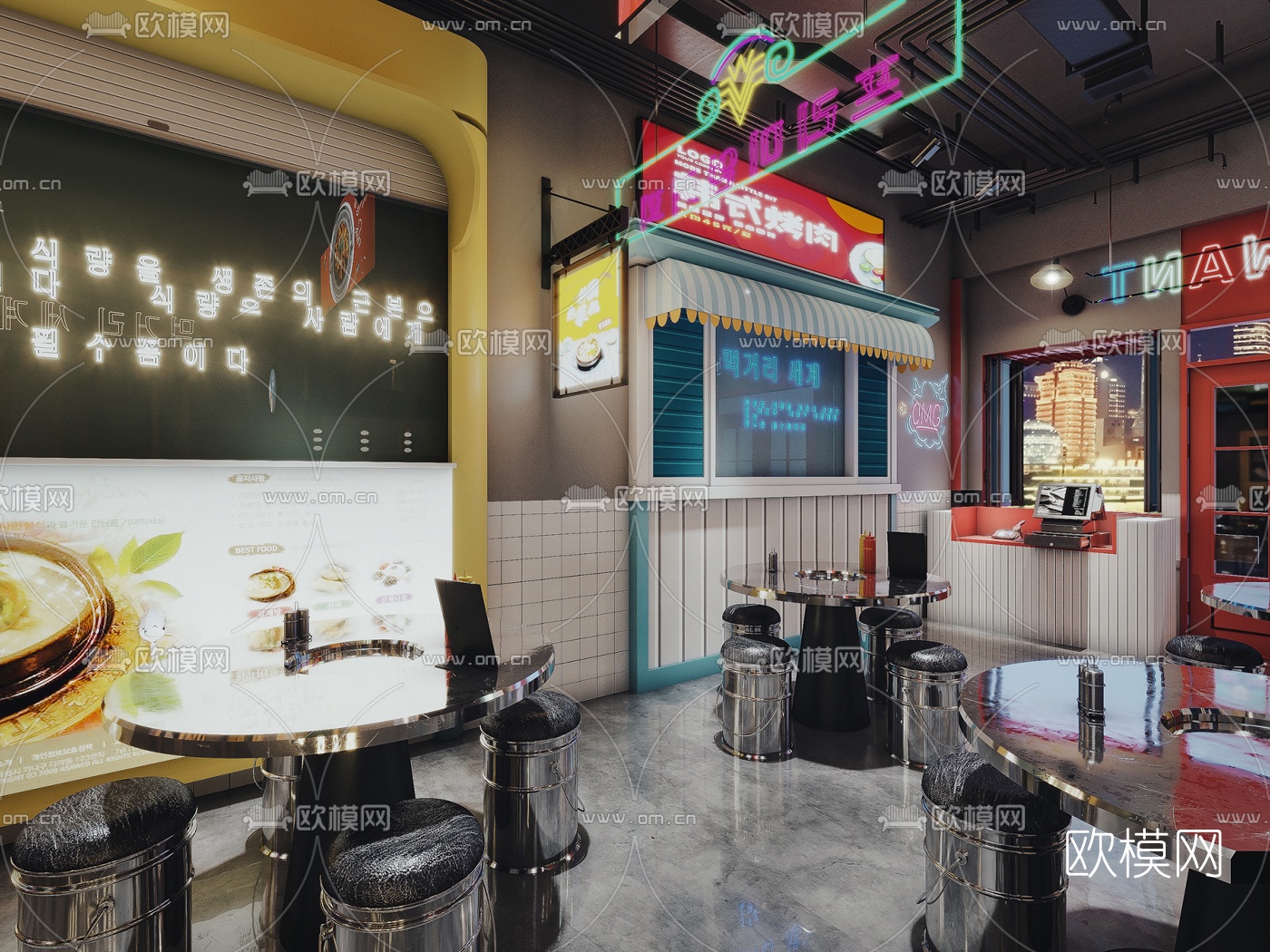 韩式烤肉店3d模型下载（渲染图2）