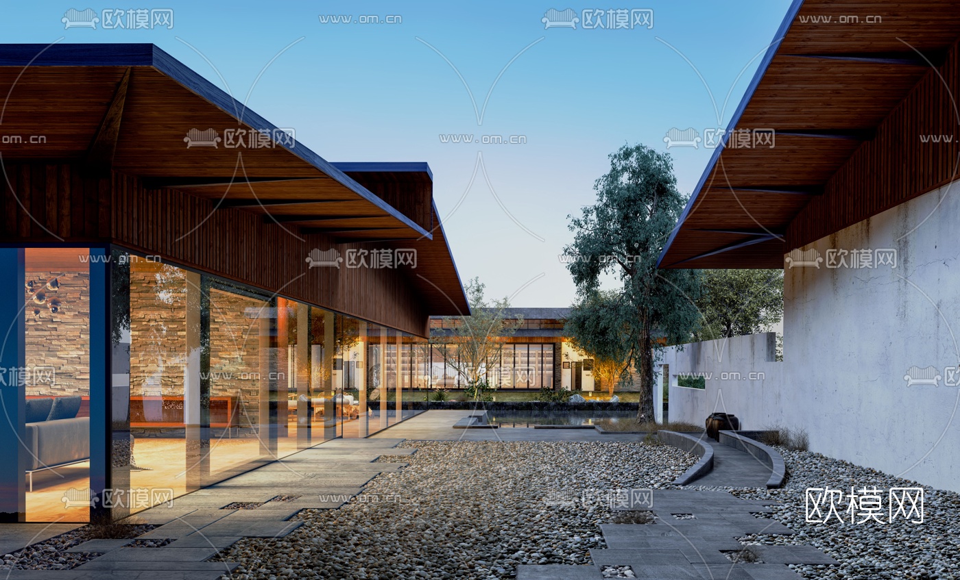 现代别墅庭院3d模型