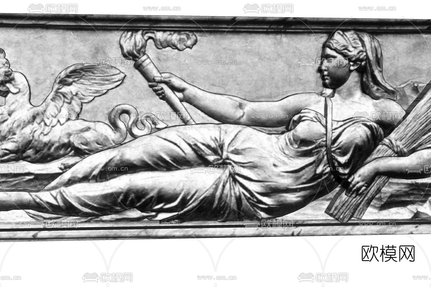欧式人物浮雕免费su模型下载