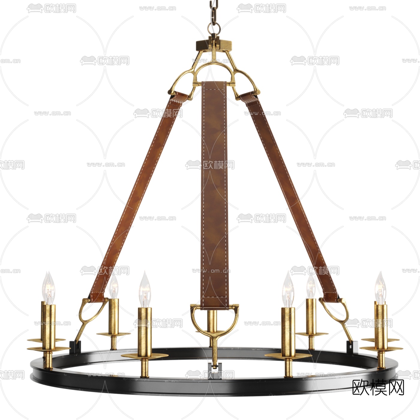 工业风皮带烛台吊灯3d模型下载（渲染图4）