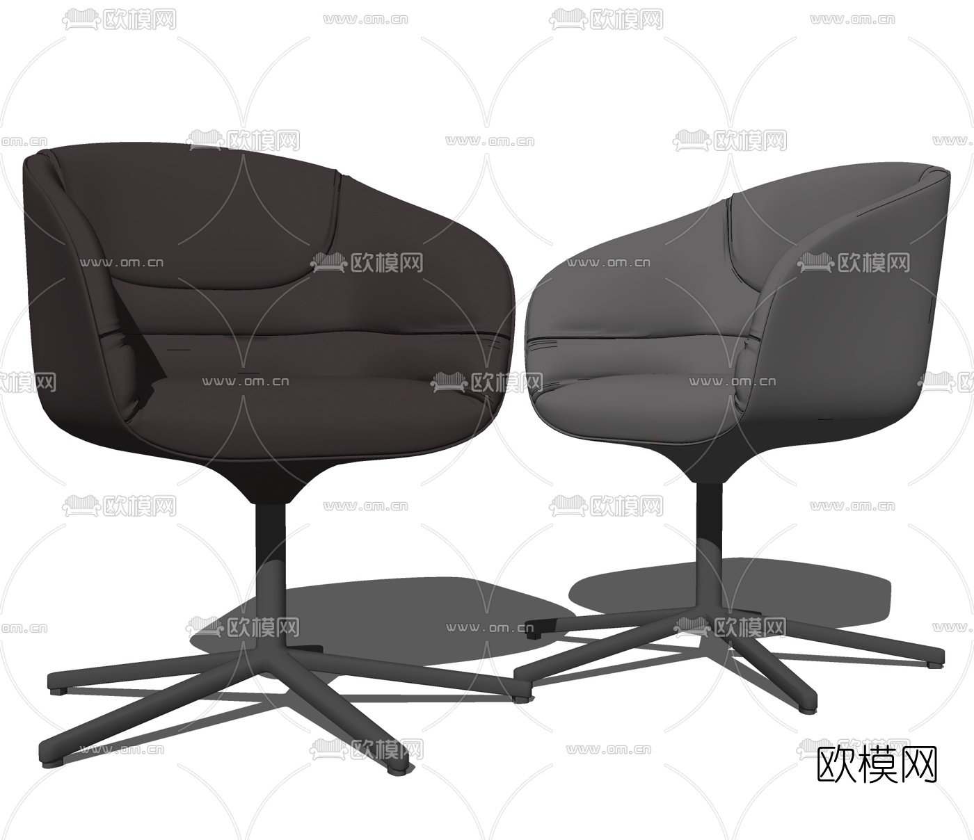 现代皮革办公椅su模型下载（渲染图2）