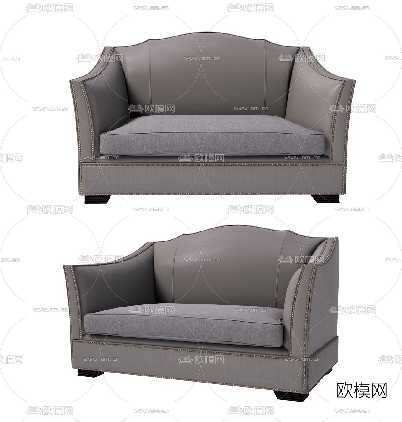美式皮革单人沙发3d模型