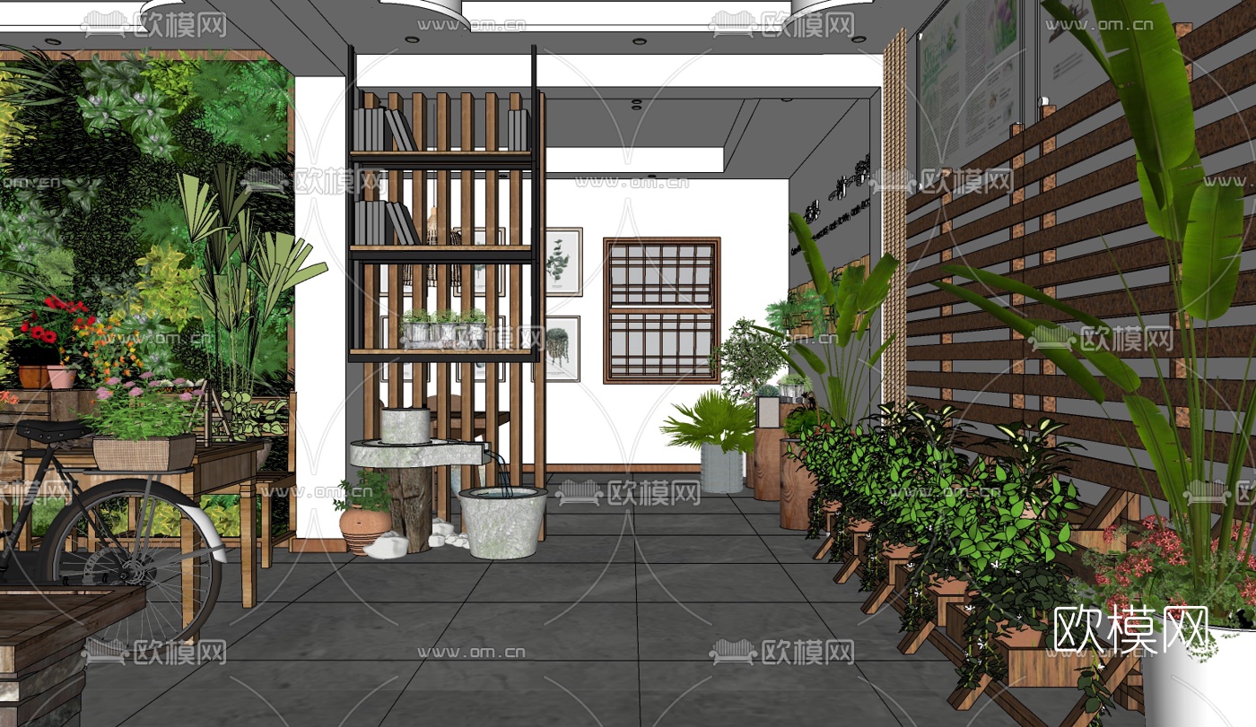 现代花店su模型