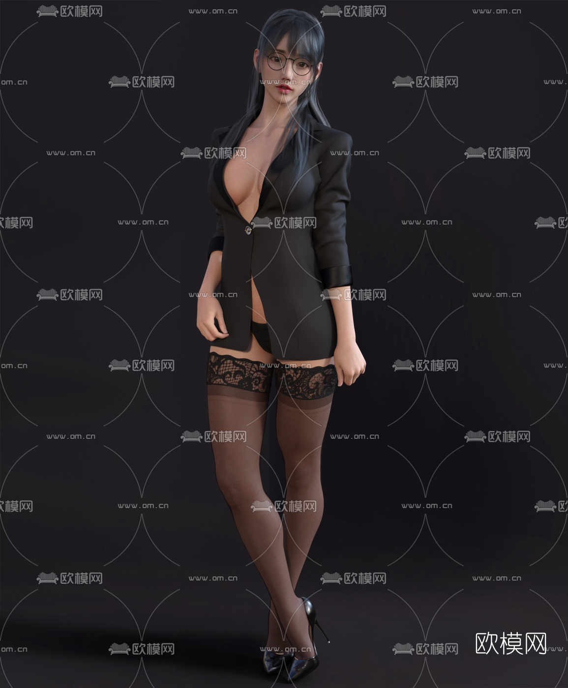 现代美女人物3d模型