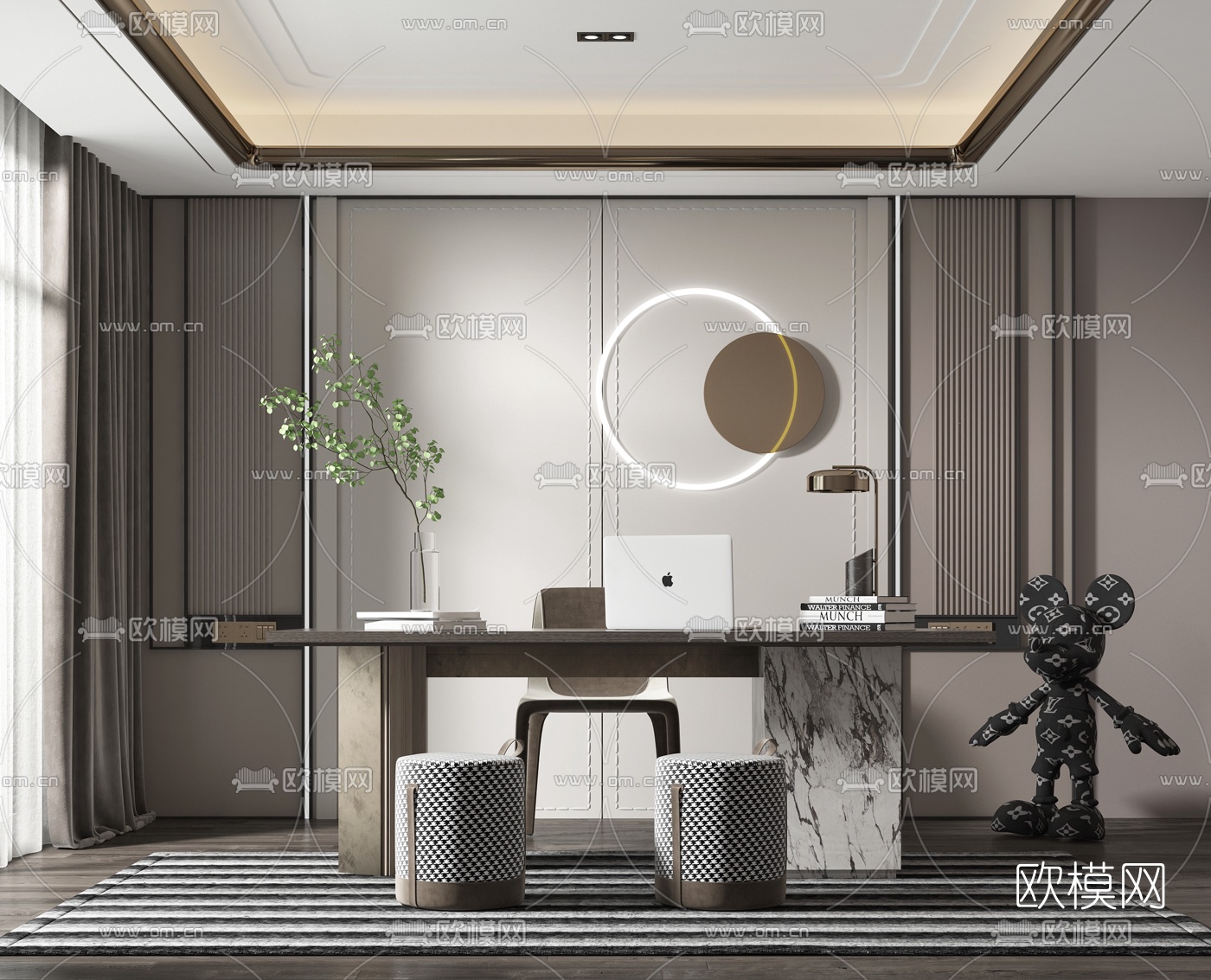 现代简约书房3d模型