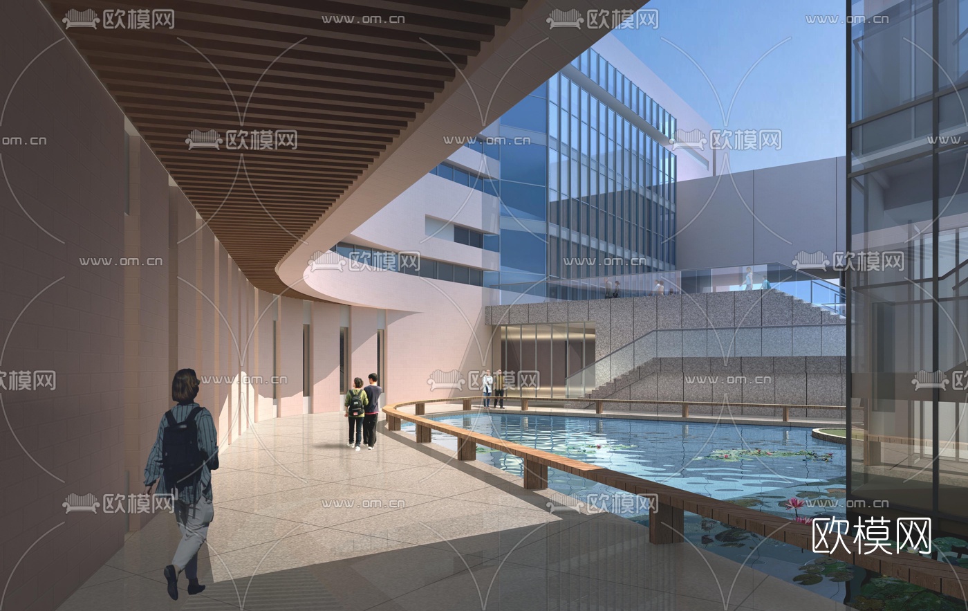 现代大学图书馆su模型下载（渲染图3）