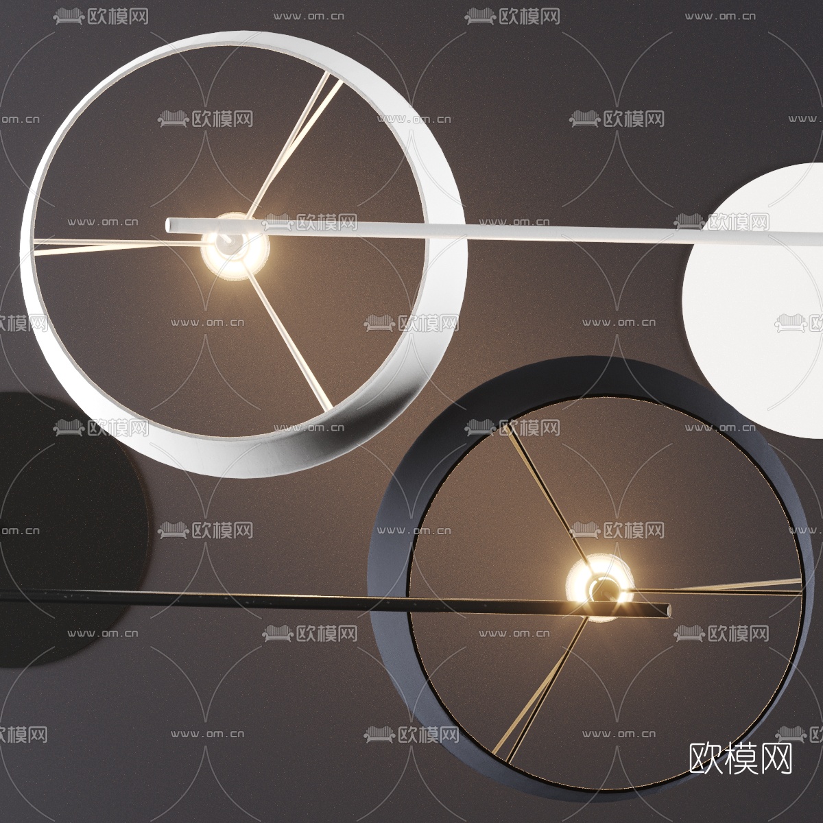 现代简约铁艺落地灯3d模型下载（渲染图3）