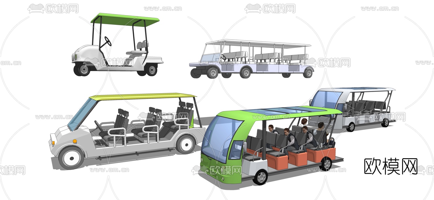 现代观光车高尔夫车su模型