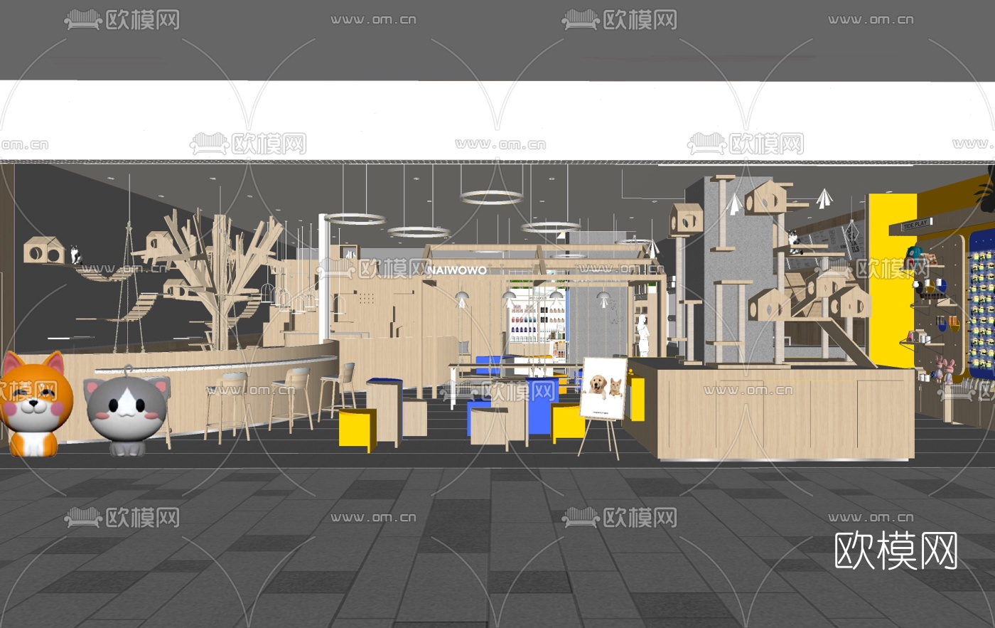 现代宠物医院su模型下载（渲染图1）