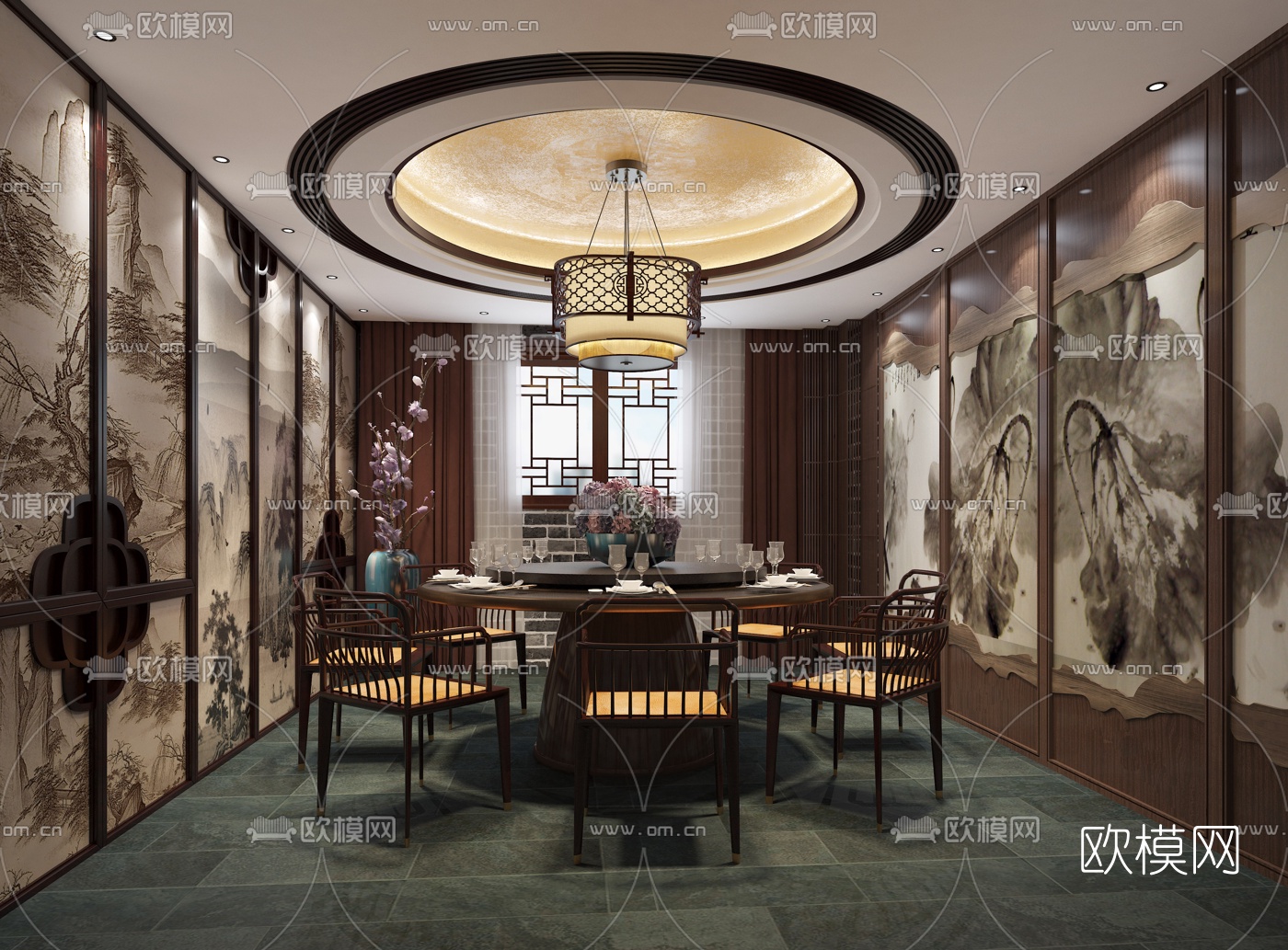 中式餐厅包间免费3d模型下载