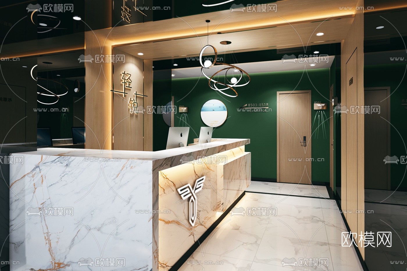 现代快捷酒店接待前台3d模型