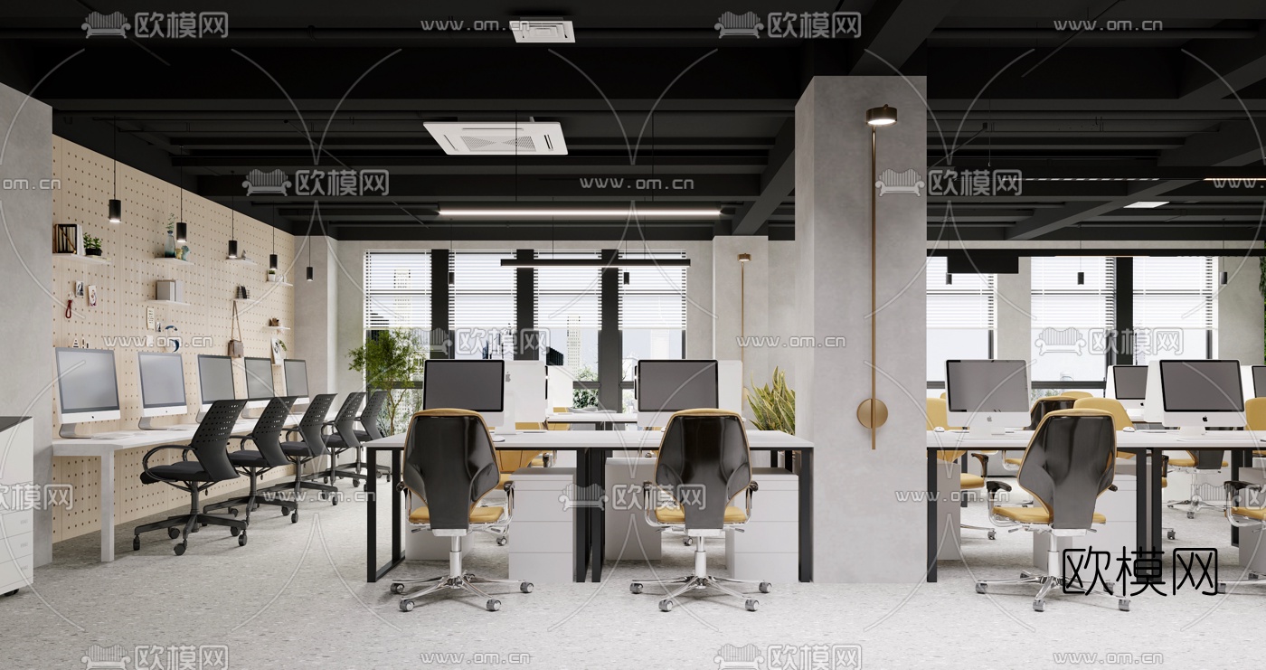 工业风办公室茶水间3d模型