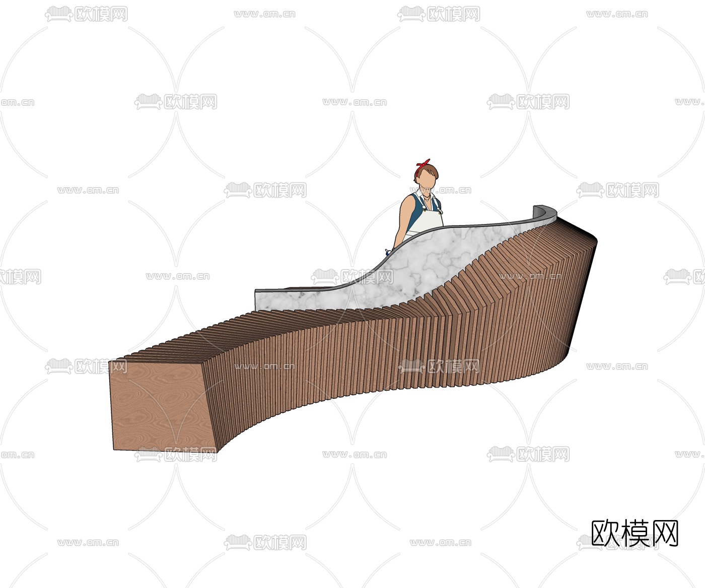 北欧大理石接待台su模型下载
