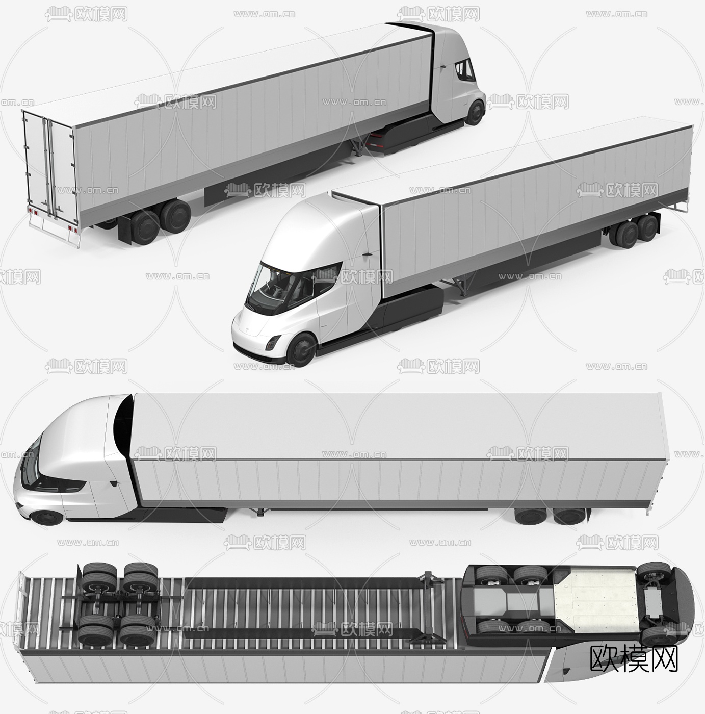 现代特斯拉电动卡车货车3d模型