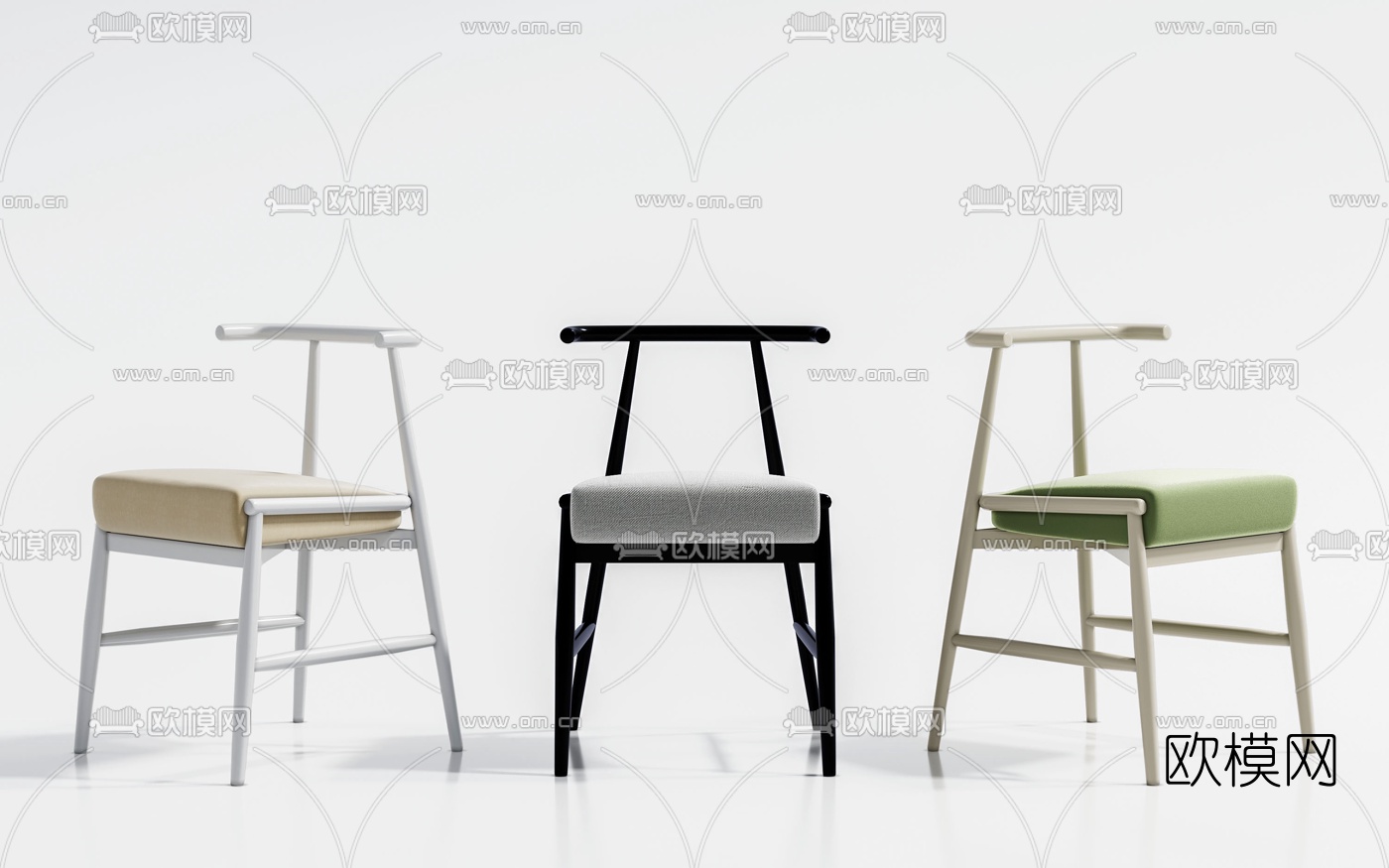 北欧布艺单椅3d模型下载（渲染图2）