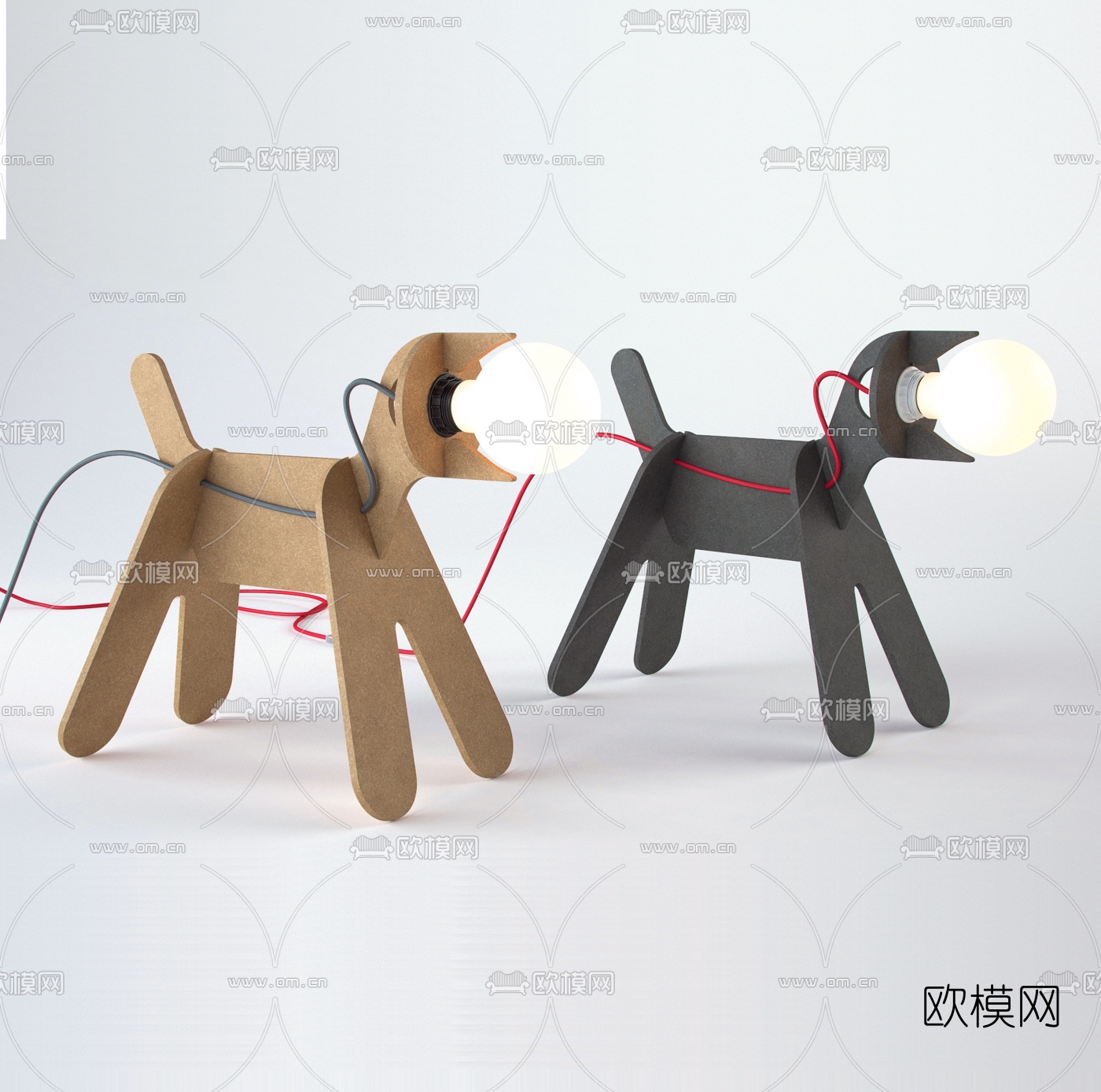 现代小狗儿童台灯3d模型