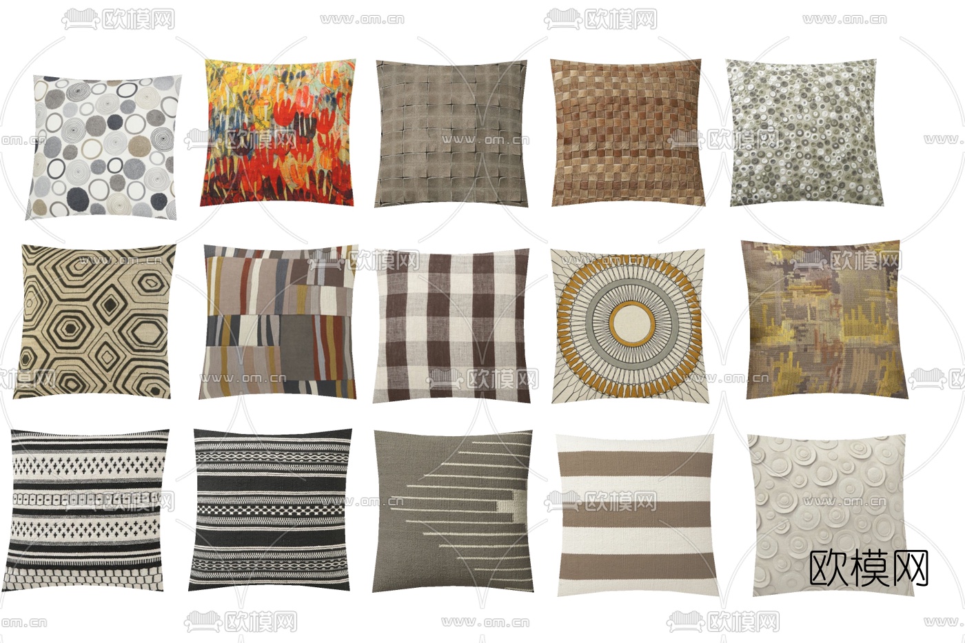 现代布艺抱枕su模型下载