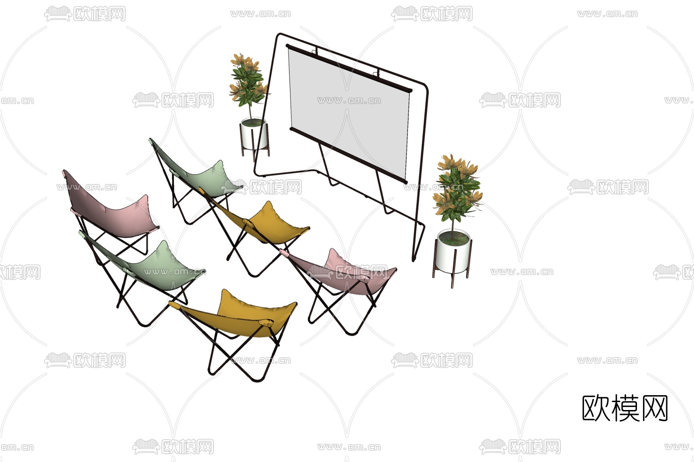 北欧皮革休闲椅免费su模型下载