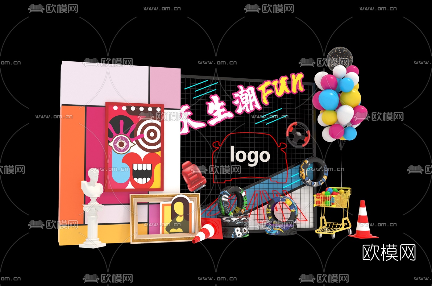 工业风美陈艺术装饰摆件3d模型下载（渲染图2）