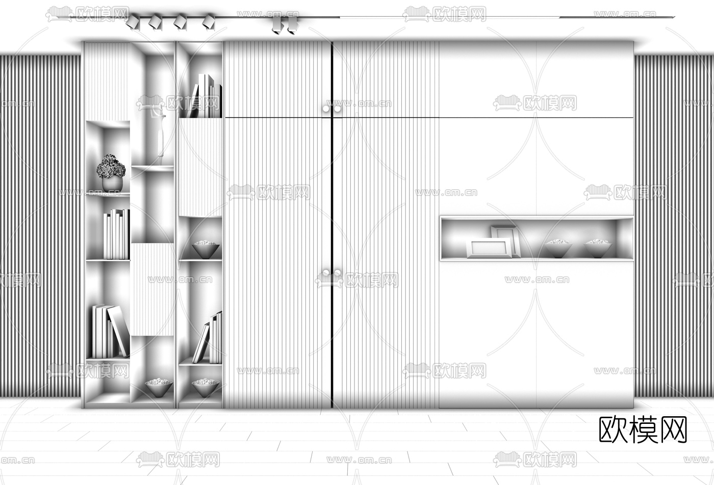 现代轻奢装饰柜3d模型下载（渲染图2）