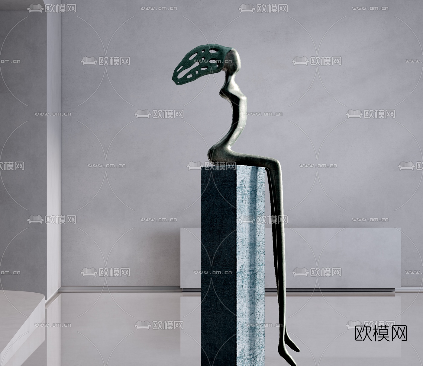 现代人物雕塑3d模型