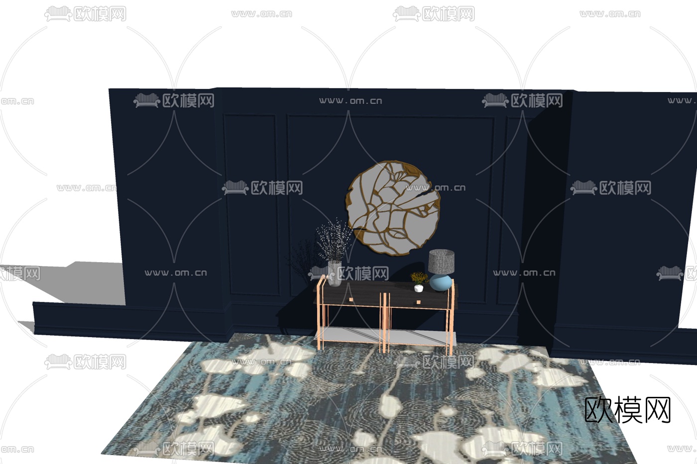 现代轻奢端景柜免费su模型下载