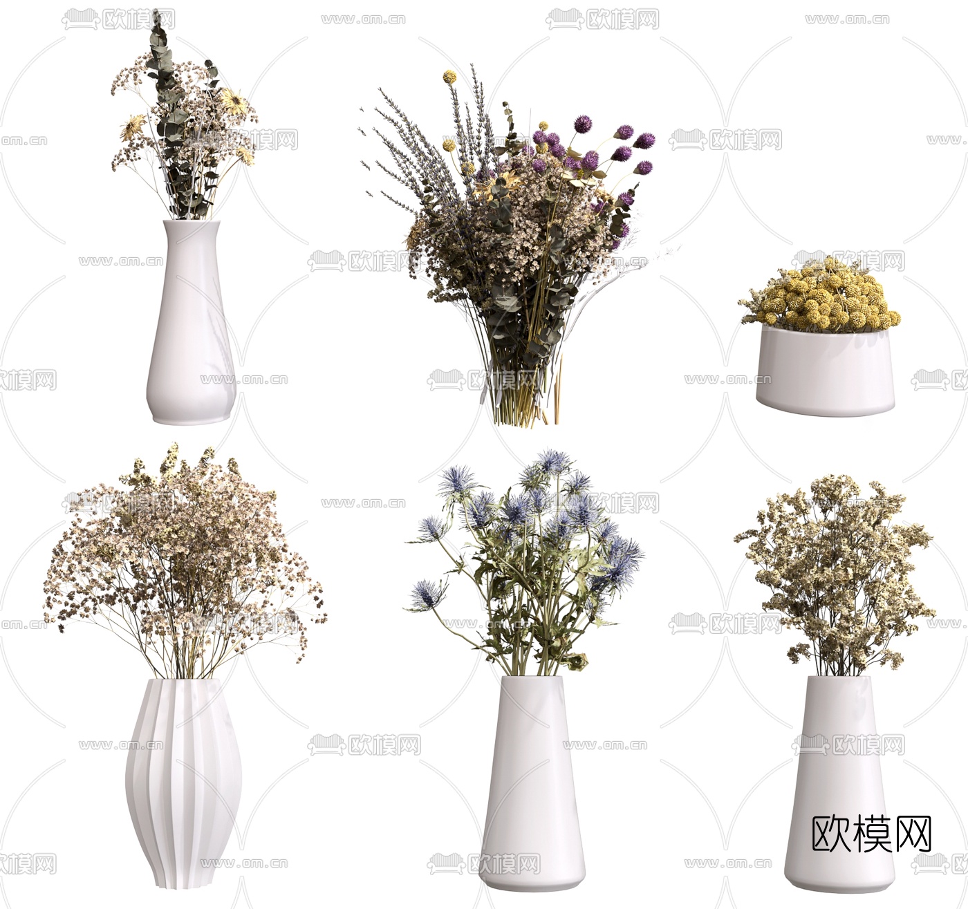 现代干枝花瓶花艺3d模型