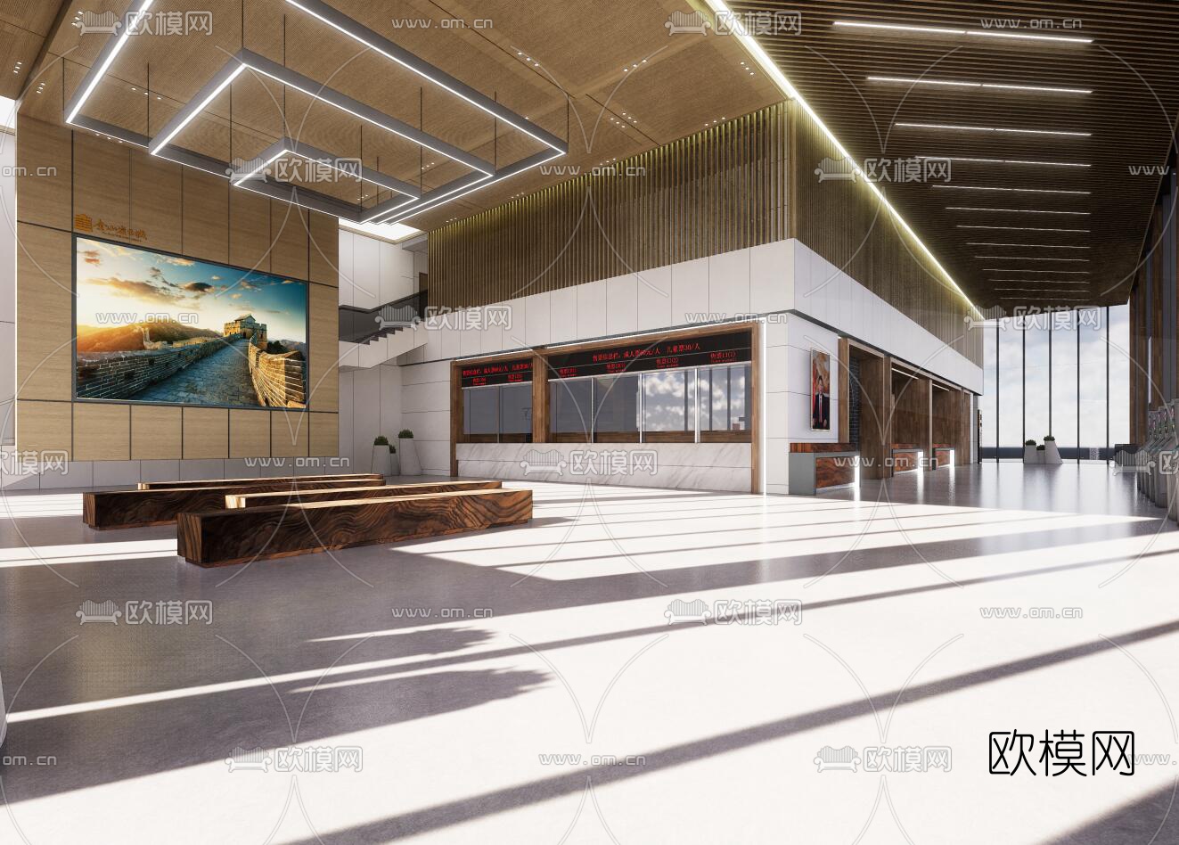 现代游客中心su模型下载（渲染图1）