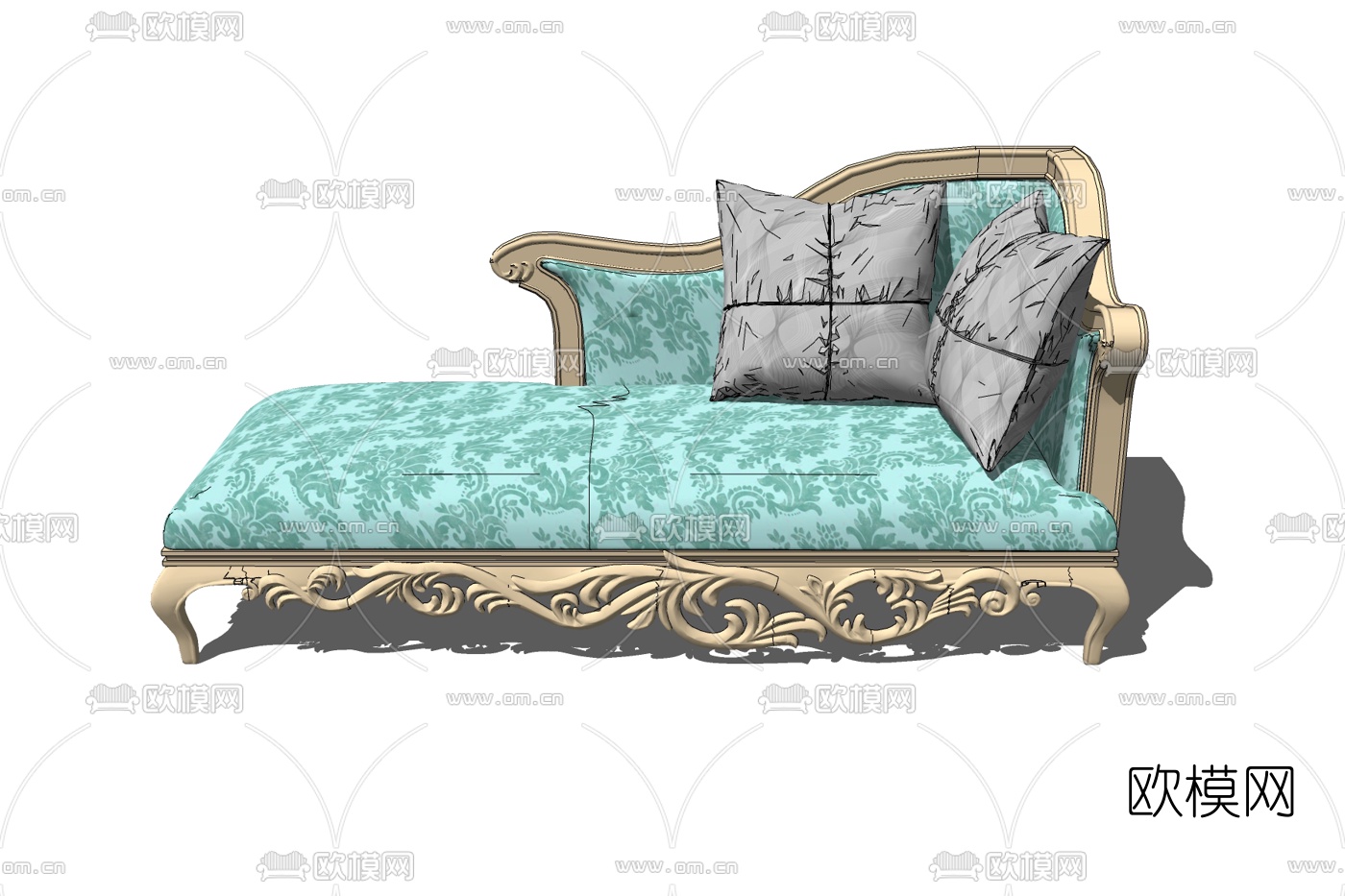 欧式布艺贵妃椅su模型下载