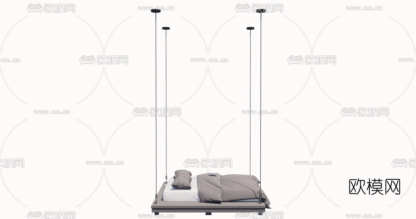 现代布艺吊床su模型下载（渲染图2）