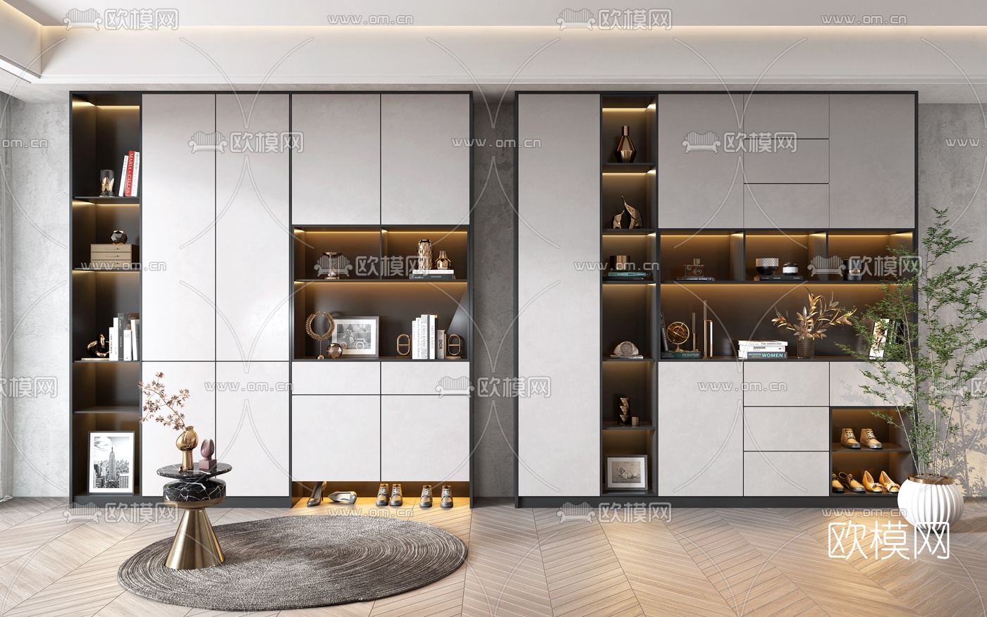 现代鞋柜3d模型下载（渲染图1）