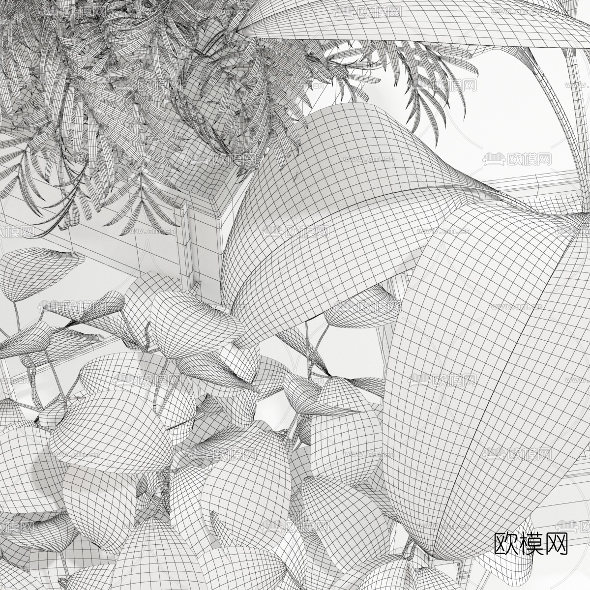 现代绿植盆栽3d模型下载（渲染图2）