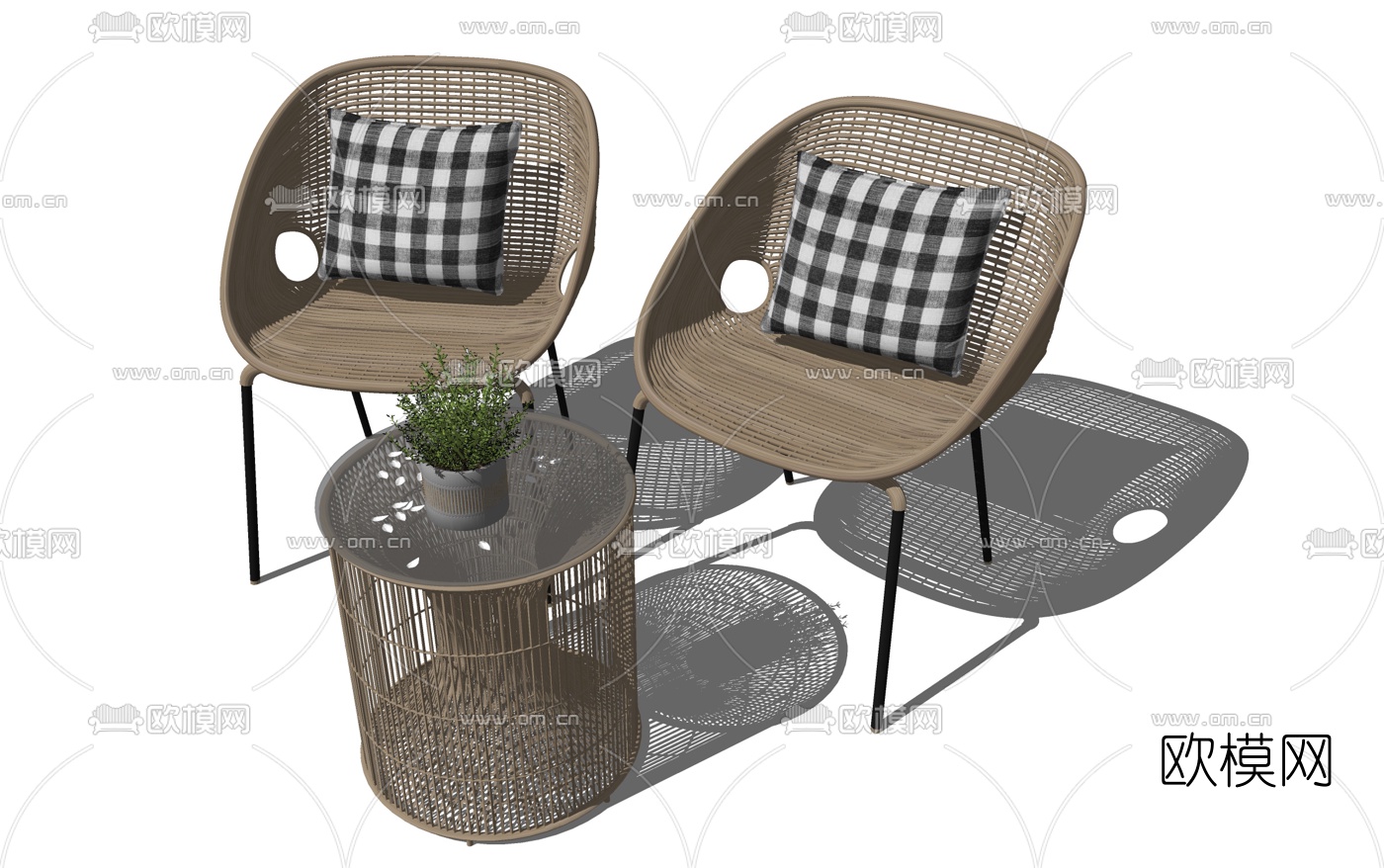 北欧户外休闲藤椅su模型下载