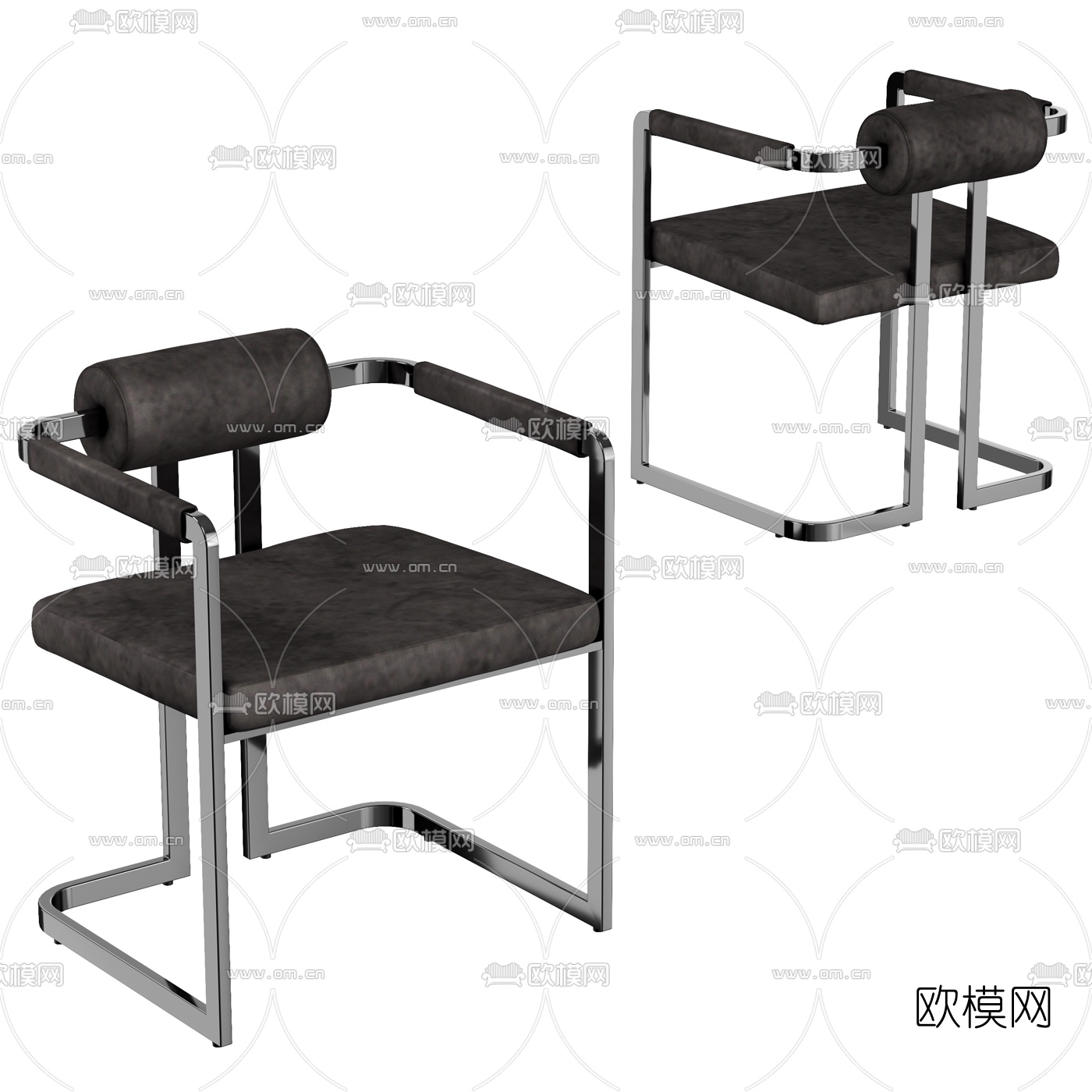 工业风皮革单椅餐椅3d模型下载（渲染图1）