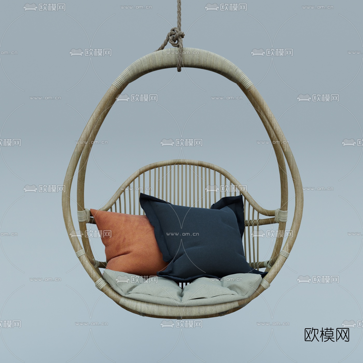 现代藤编吊椅su模型