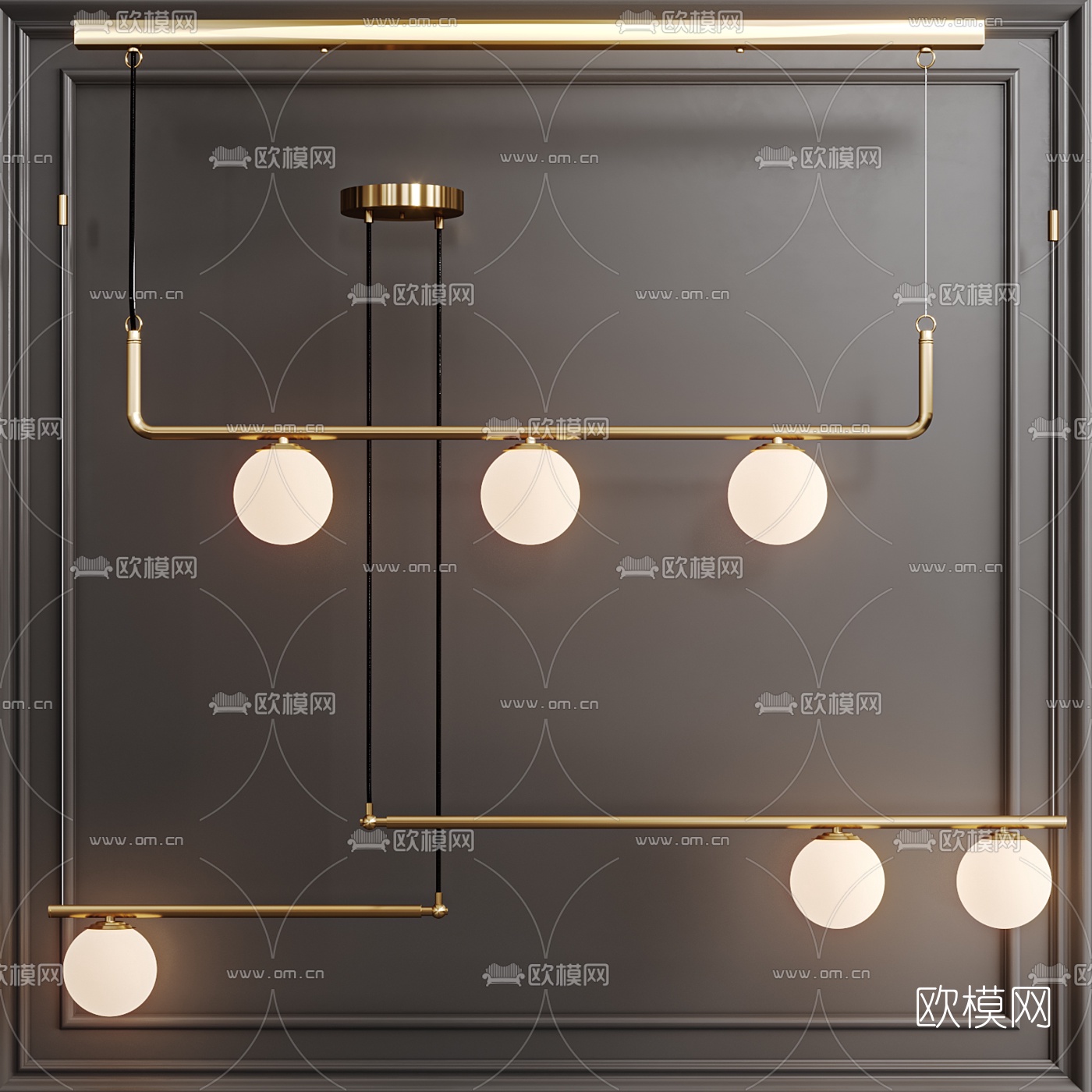 现代轻奢球形吊灯3d模型