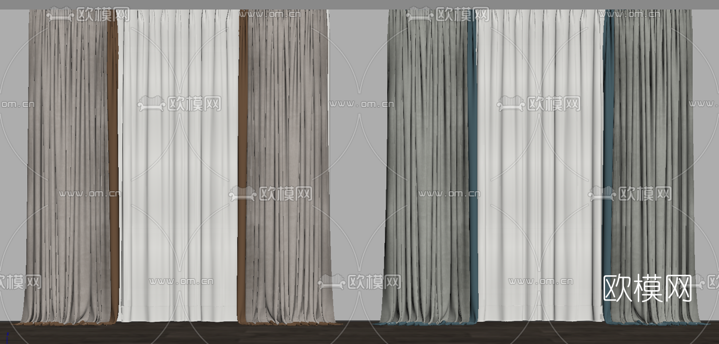 现代布艺窗帘su模型下载（渲染图2）