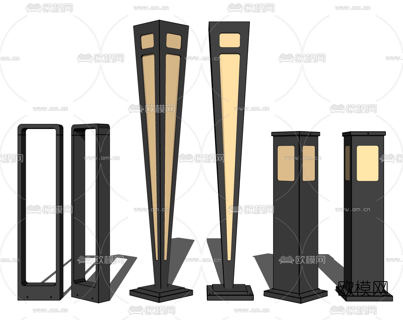 现代户外景观地灯su模型下载