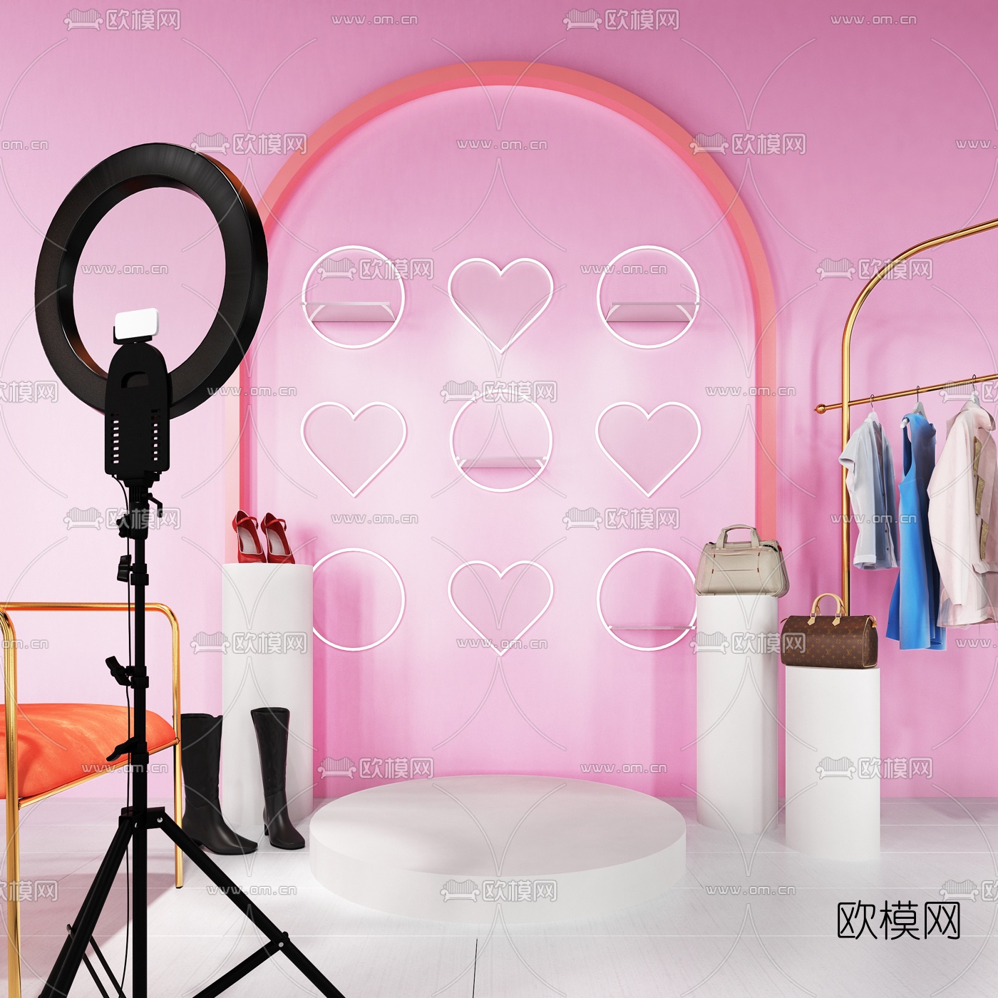 现代网红奢侈品直播间3d模型